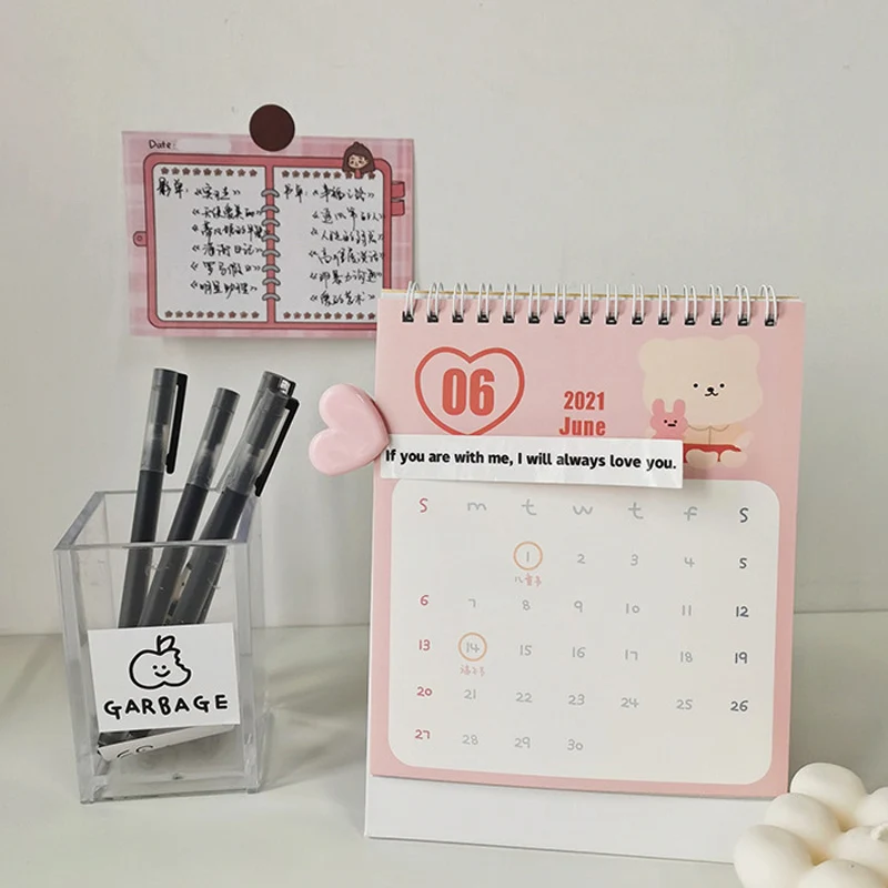 Настольный календарь с мультяшным милым медведем 2021 корейский в стиле Ins