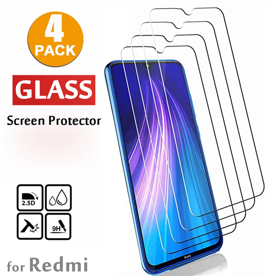 

4Pack Transparent Glass for Redmi 7 8 6 6A Screen Protector Tempered Glass for Xiaomi Redmi 7 Glass Redmi 8 8A Protective Glass