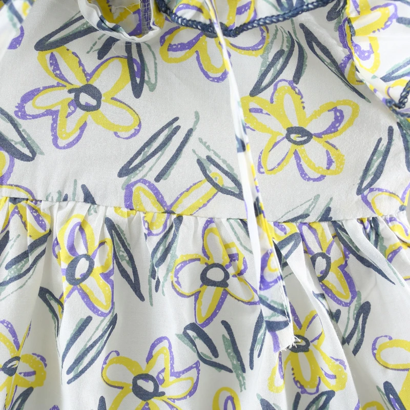 Платье для девочек летнее пляжное платье платья с оборками и рукавами-крылышками