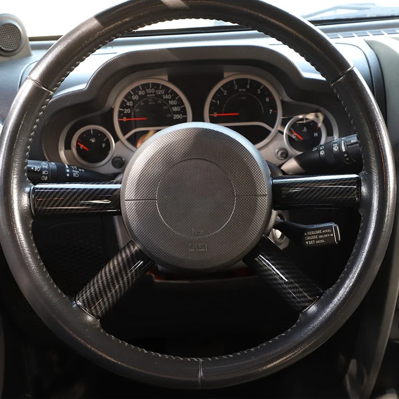 

Interior Carbon Fiber Steering Wheel Panel Cover Trim for Jeep Wrangler JK 2007-2010