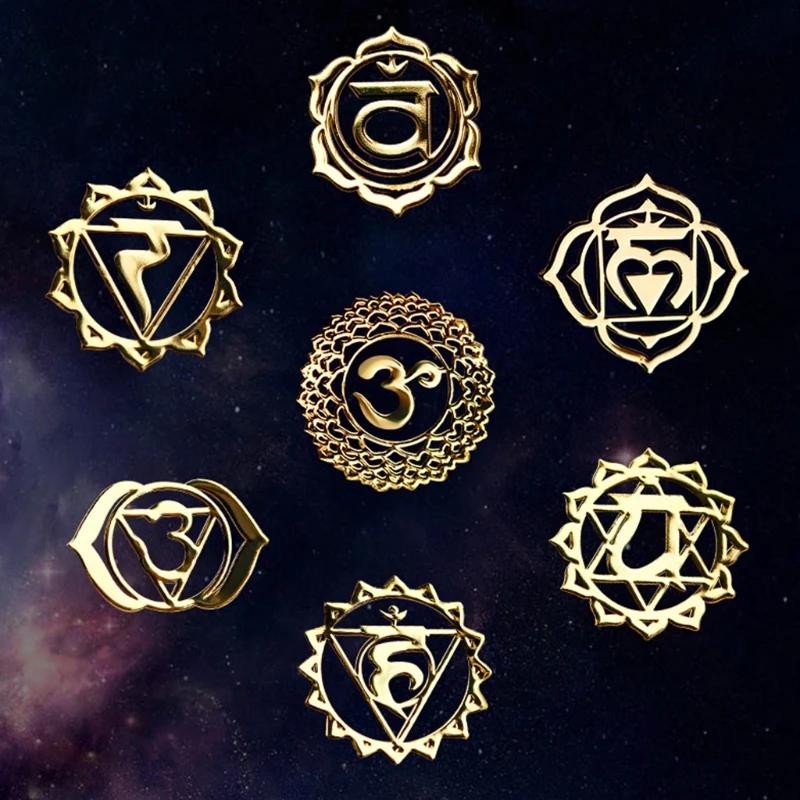 

7 шт., металлические наклейки в виде священного геометрического цветка жизни