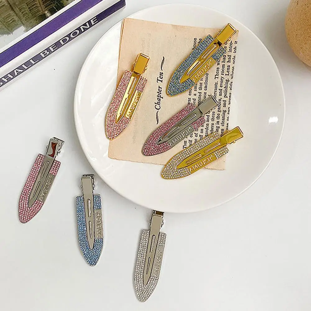 

Rhinestone No Bend Seamless Hair Clips Makeup Clip Face Barrette Styling Accessories Salon Bangs Fix Side Fringe Washing Fi C2V9