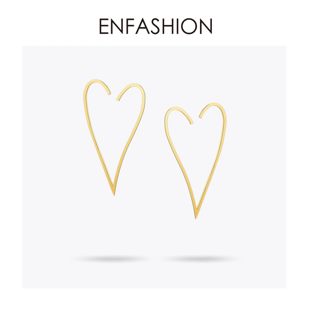 Enfashion ювелирные изделия геометрические серьги с большим сердцем Золото Цвет Нержавеющая сталь длинные висячие серьги для женщин серьги EB171037