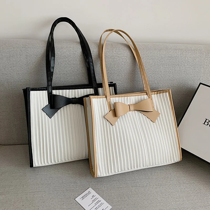 Женская сумка-тоут из искусственной кожи осенняя сумка с рюшами и бантом |