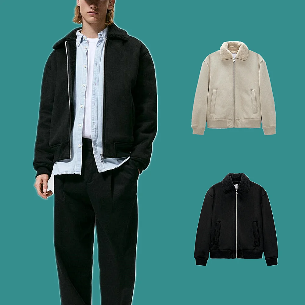 

2021 Fall/Winter Men's Clothing Faux Suede Fleece Faux-Lamb Wool Cotton Jacket Elastic Cuffs Fashion Trend Casual Lapel Coat