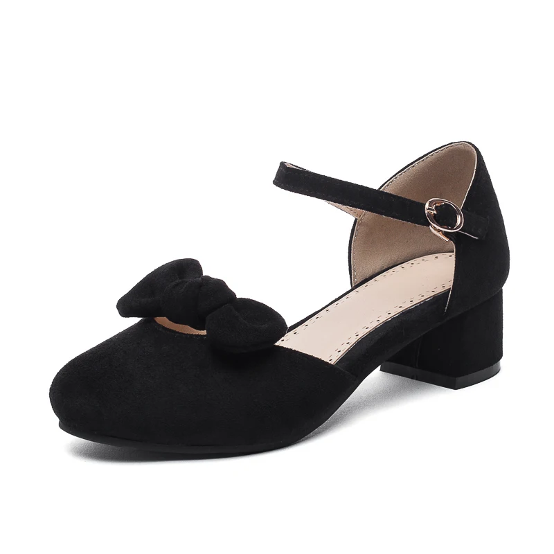 Женские туфли-лодочки на высоком каблуке бантик для головы толстый каблук