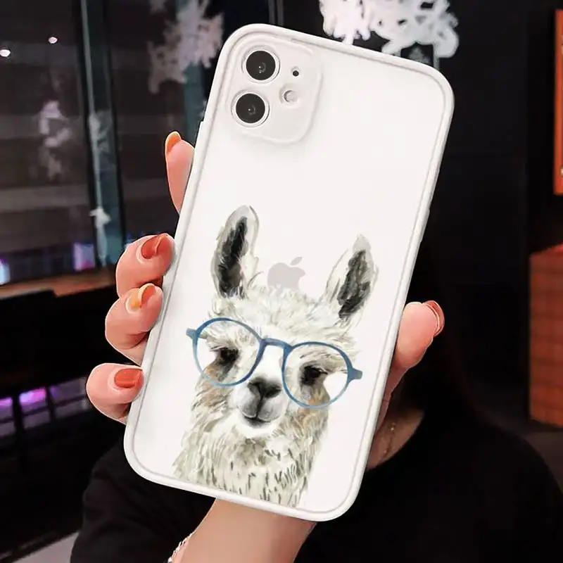 

Llama Alpaca cute cartoon luxury Phone Cases shell matte transparent For iphone 7 8 11 12 plus mini x xs xr pro max cover