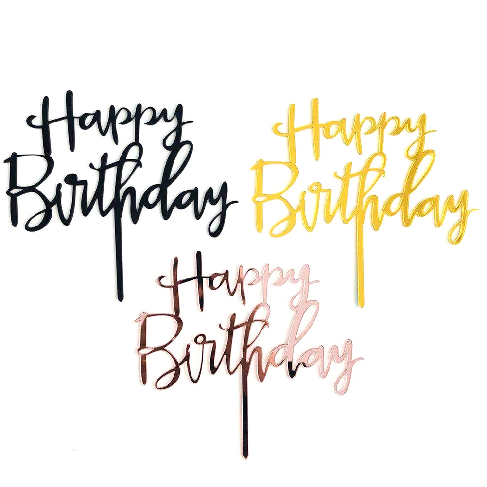 

8styles Happy Birthday Cake Toppers Acrylic Birthday Party Dessert Decoration Cupcake Topper