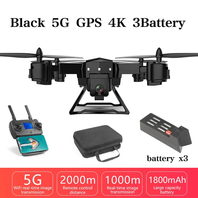 Black 5G GPS 3B pro gps Дрон 2000 метров Дистанция управления Радиоуправляемый вертолет Дрон с 5G 4K HD камерой Квадрокоптер складной FPV wifi KY601G - Цвет: Black 5G GPS 3B