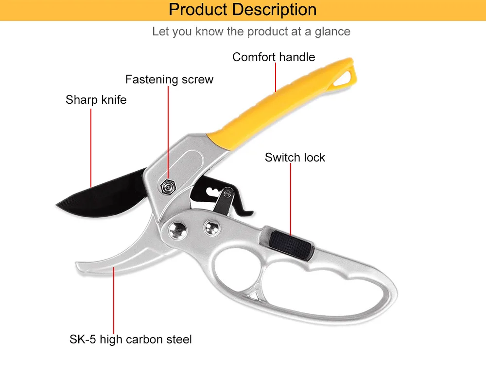 

Pruning Shear Garden Tools Labor Saving High Carbon Steel Scissors Gardening Plant Branch Pruners Protection Hand Durable