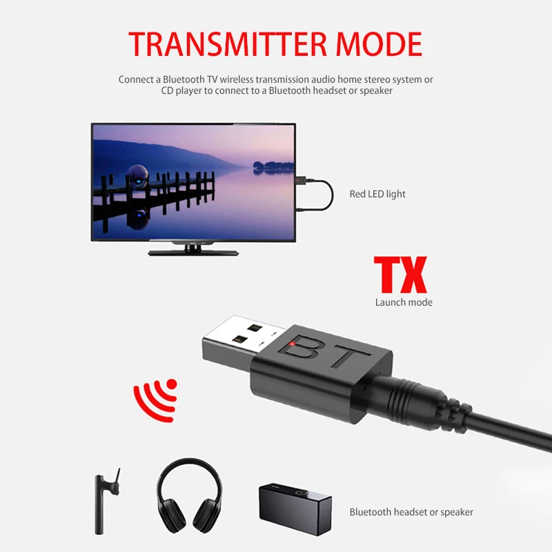 Беспроводной USB Bluetooth приемник 3 в 1 адаптер Dongle 5 мм AUX для ТВ ПК наушники дома