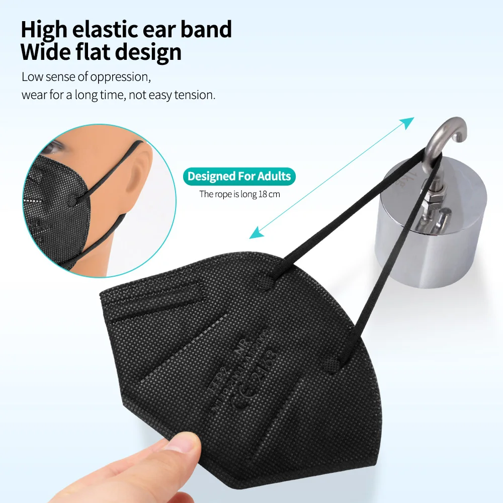 

10-200PCS Black Adults 5-Layer FFP2 Mask Disposable CE KN95 Protective Mascarillas homologada Face Reusable fpp2 approved maskes