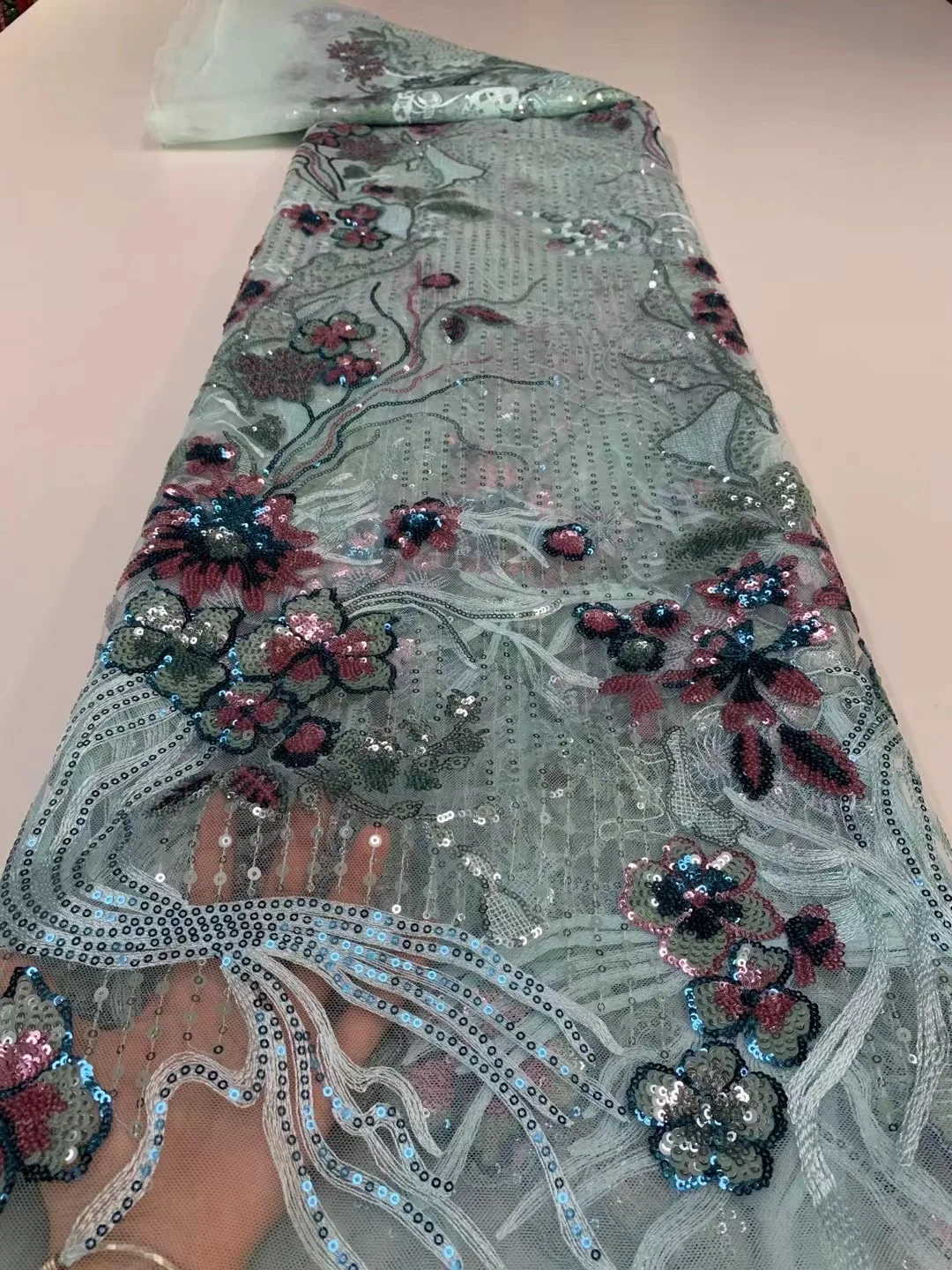 Бархатные пайетки новейший дизайн кружевная ткань высокого качества