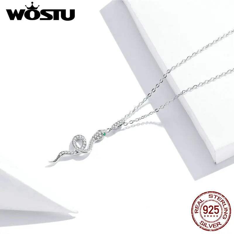 WOSTU подлинное серебро 925 пробы дух тайна змея кулон ожерелья для женщин Роскошные