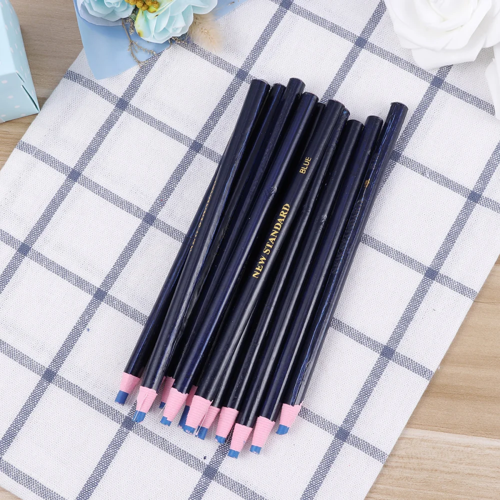 

12PCS Peel-off Wax Pen Easy to Remove Marker for Ceramic Glass Cloth Metal Wood Leather (Blue)