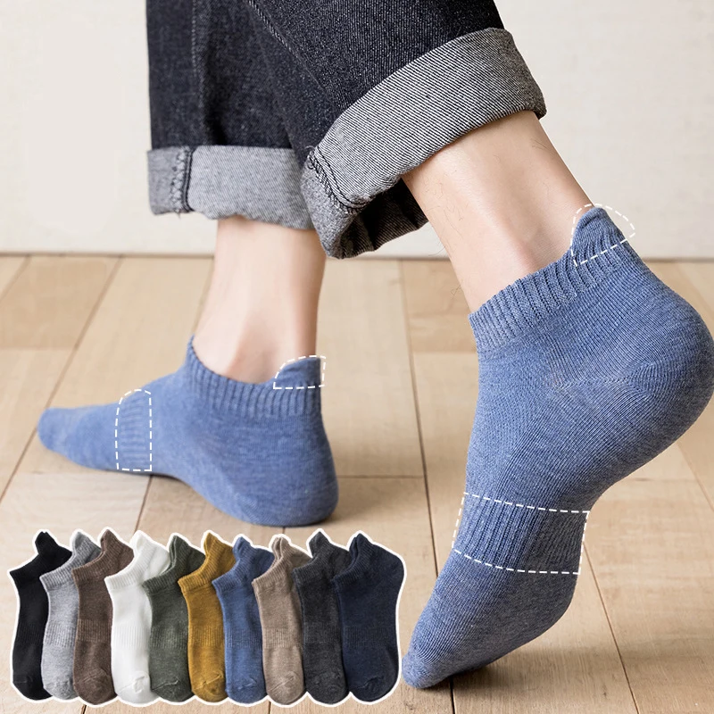 

Spring Summer Boat Socks Men's Mesh Breathable Solid Color Cotton Sock Absorbs Sweat Anklet Men Socks Short Socks Ankle Sock