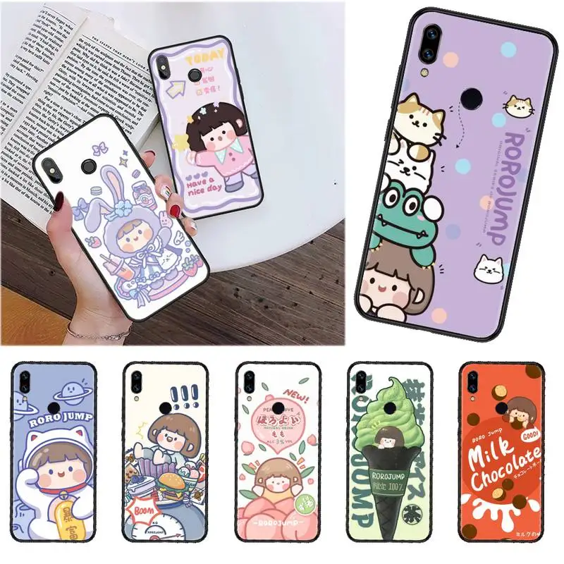 

Phone Case For Xiaomi Redmi Note 4 4x 5 6 7 8 pro S2 PLUS 6A PRO Cute anime girl snacks