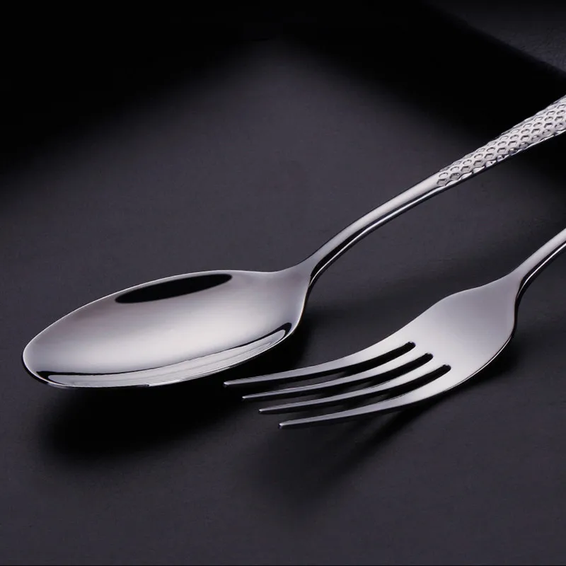 

Stainless Steel Cutlery Set 4pcs Mirror Tableware Set Knife Spoon Fork Set Dinnerware Luxury Kitchen Tableware Silver Flatware