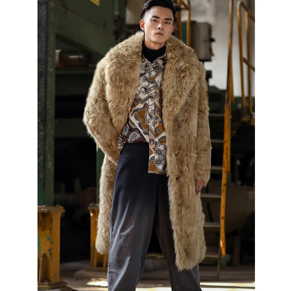 Новинка 2019 мужская желтая куртка из овчины модное женское Шерстяное Пальто