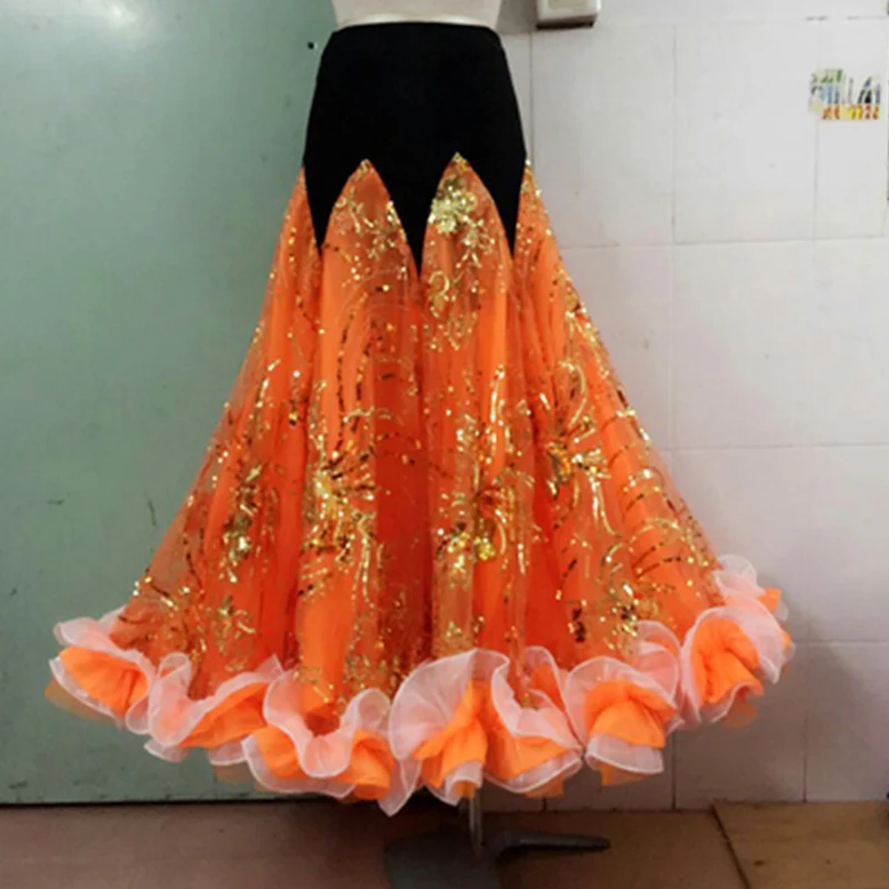 Индивидуальная юбка для бальных танцев Женская выступлений вальса танго с