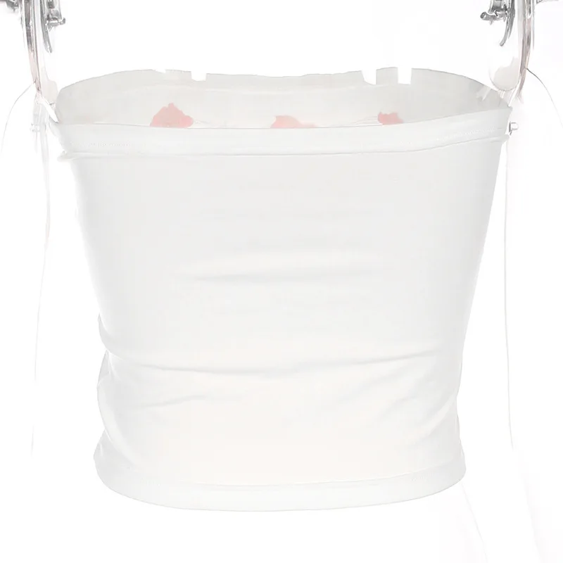 Женский Короткий Топ без бретелек с цветочным принтом летняя уличная одежда