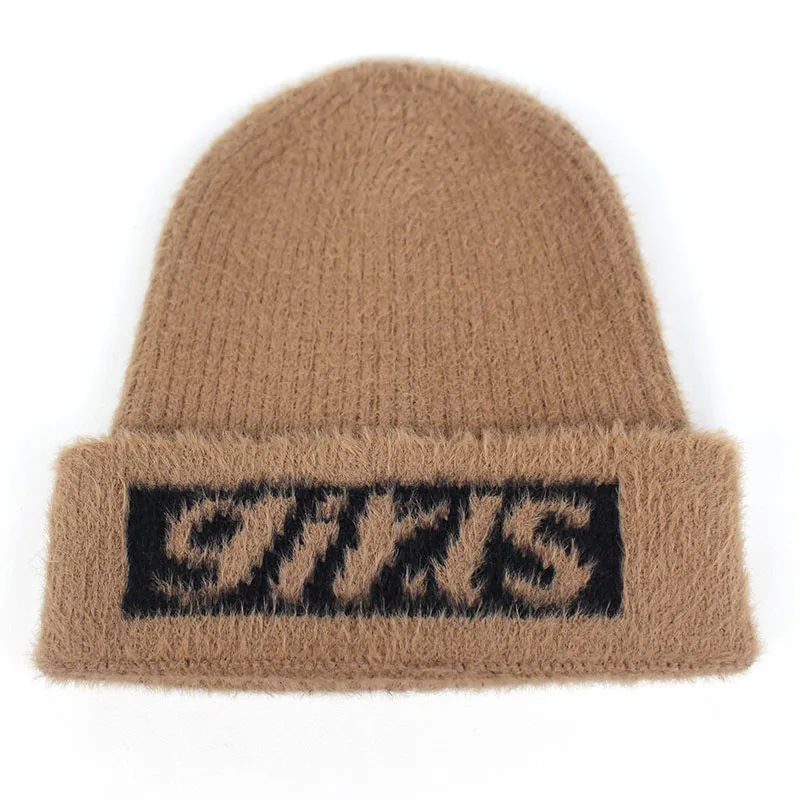 Minhui новые модные вязаные шапки с буквами для девочек зимние унисекс теплая
