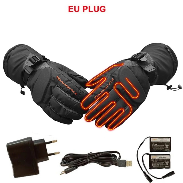 EU Plug Зимние электрические тепловые перчатки с USB для рук, мужские и женские перчатки с подогревом, перчатки для езды на велосипеде, мотоцикле, велосипеде, лыжах - Цвет: EU Plug