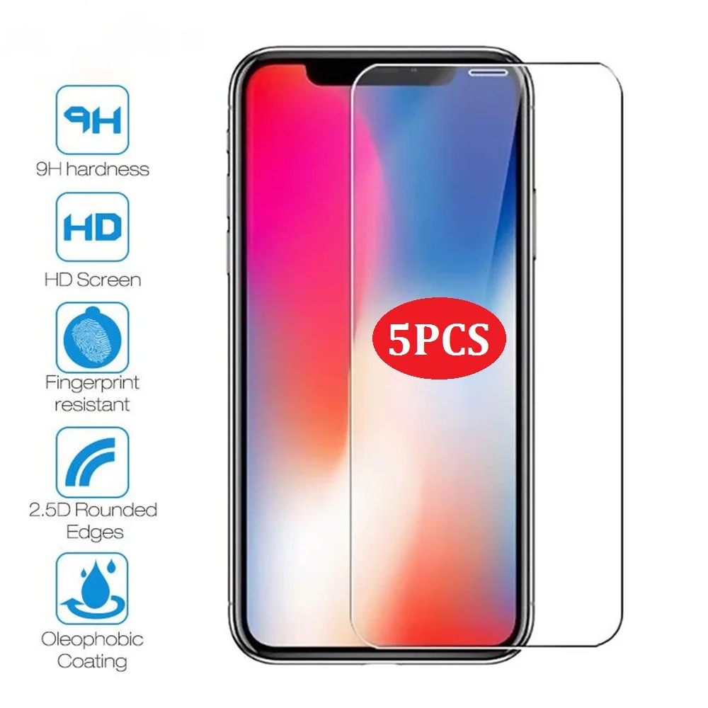 

1-5PCS Full Cover Tempered Glass For iPhone 12 13 Mini 11 Pro X XS Max Xr 7 8 6 6s Plus 5 5S SE 2020 Screen Protector