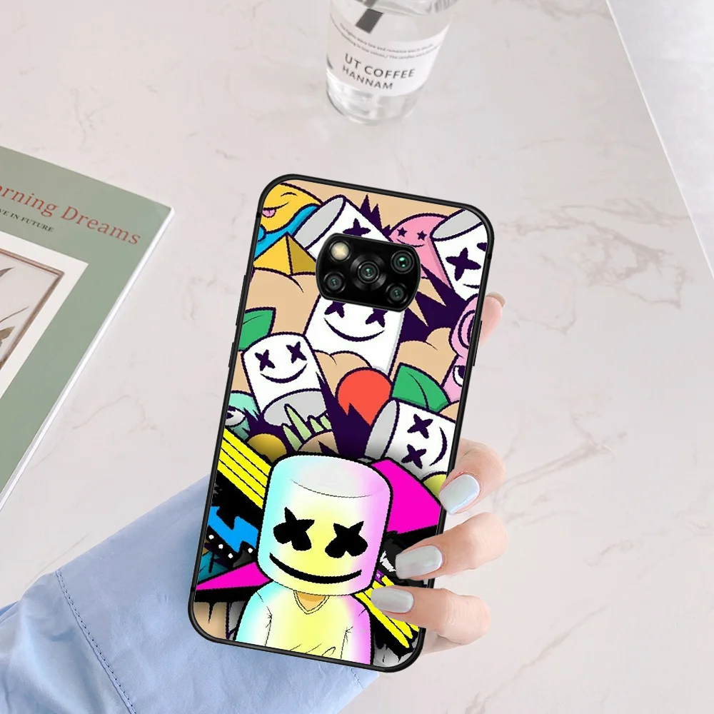 

DJ Marshmello Rapper Phone Case Cover Hull For Xiaomi Mi A2 A3 8 9 SE 9T 10 10T Lite Pro Ultra Poco X3 black Shell Pretty