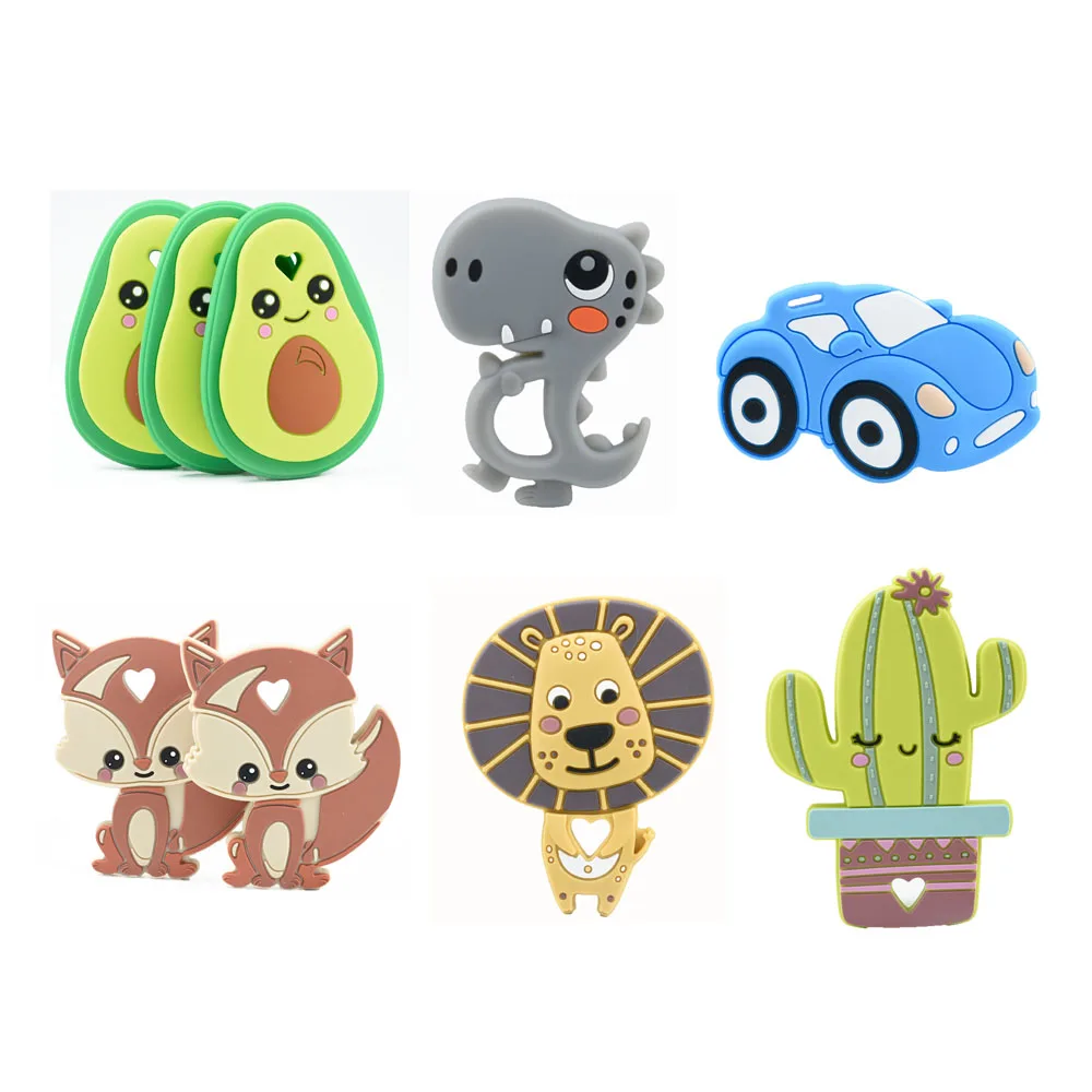 Mordedor de aguacate, Cactus, Le&oacute;n, zorro, colgante de mascar para beb&eacute;, chupete de dentici&oacute;n sensorial de enfermer&iacute;a, juguetes de animales falsos, 1 unidad, 2020-0