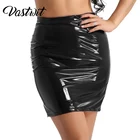 Блестящие лосины юбка из искусственной кожи для женщин с высокой талией тонкое облегающее платье-карандаш сексуальное черное мини юбки Y2k эстетическое рейв вечерние клубная одежда
