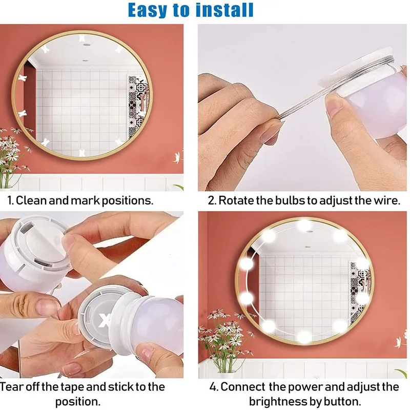 

10 Led Spiegel Espelho Coiffeuse Miroir Mural Mirror Makeup Vanity Light for Bedroom Espejo Para Make Up Tocador Lamp