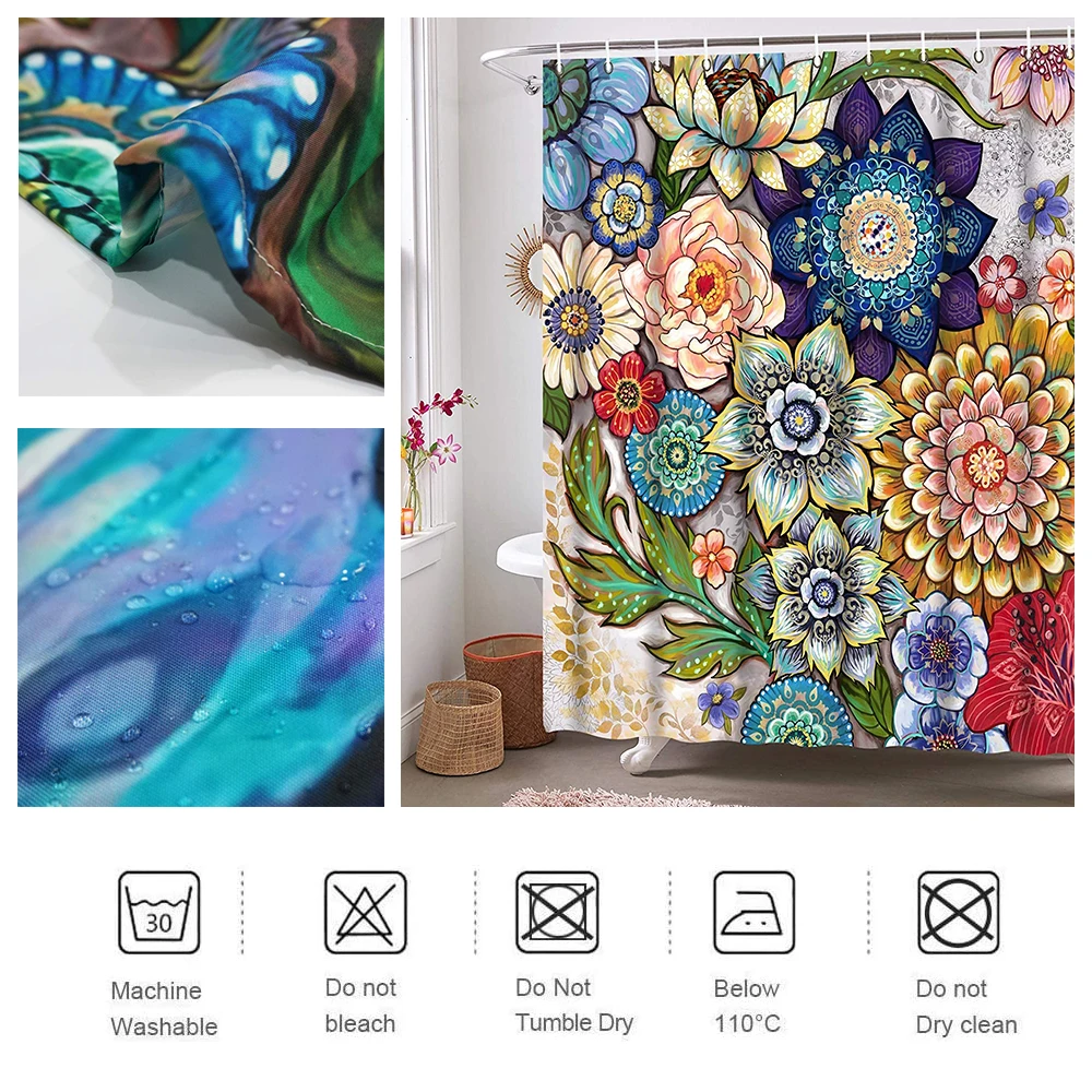 Домашний декор украшенные цветами в стиле Богемия душ Шторы s Водонепроницаемый