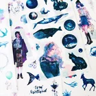 Наклейки для дневника, 6 листов, в фиолетовом стиле, с изображением звездного неба