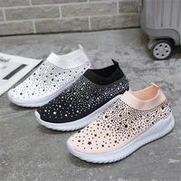 2021 ladies sneakers rhinestone sequin womens shoes casual mesh breathable womens vulcanized shoes comfortable walking shoes