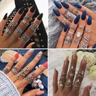 Набор женских винтажных колец Tocona, серебристого цвета, с геометрической луной, кольца со слонами