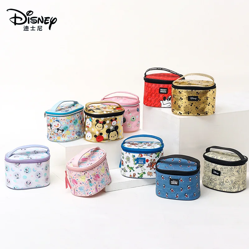 

2022 New 16cm 100% Genuine Disney Mickey Minnie Princess stationery box round case pencil bag girls birthday gift children toy