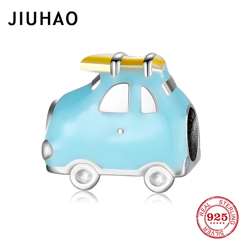 Высокое качество путешествия автомобиль синий Эмаль Бусины для изготовления