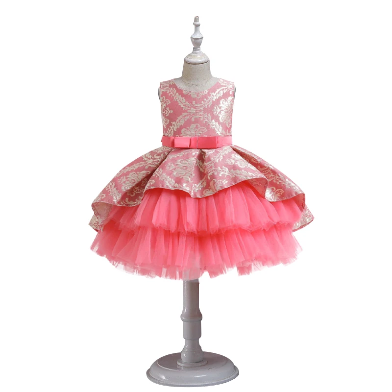 Платье для маленьких девочек жаккардовое платье принцессы с цветочным рисунком