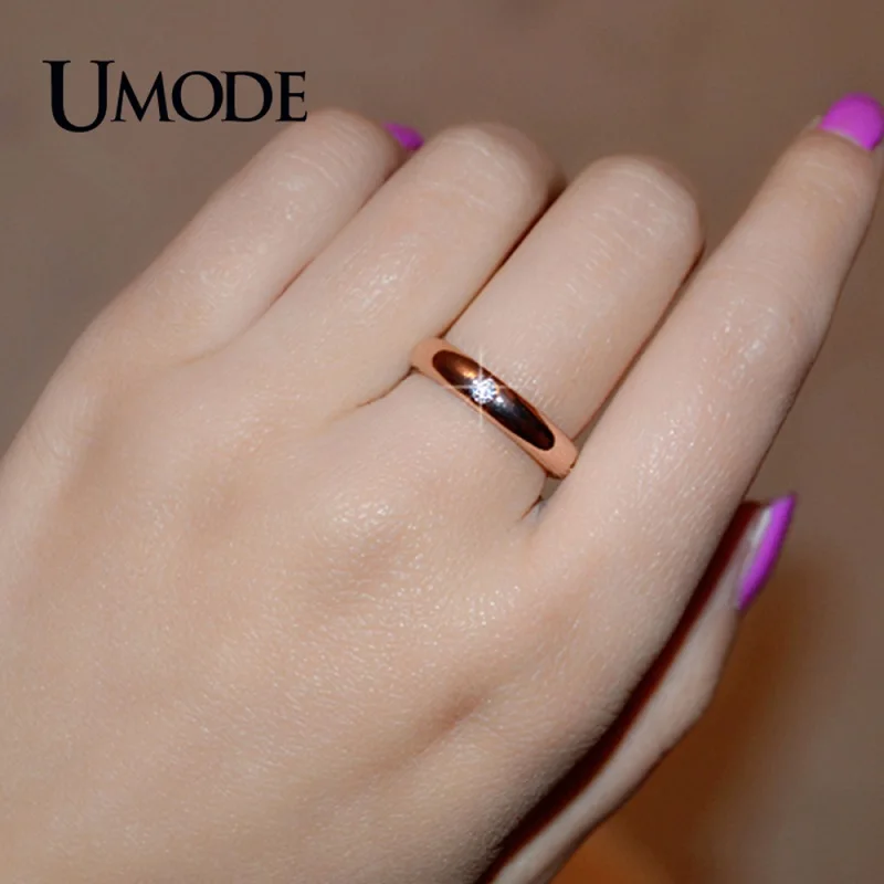 UMODE брендовая Мода Anel ювелирные изделия цвета розового золота Топ CZ Роскошные