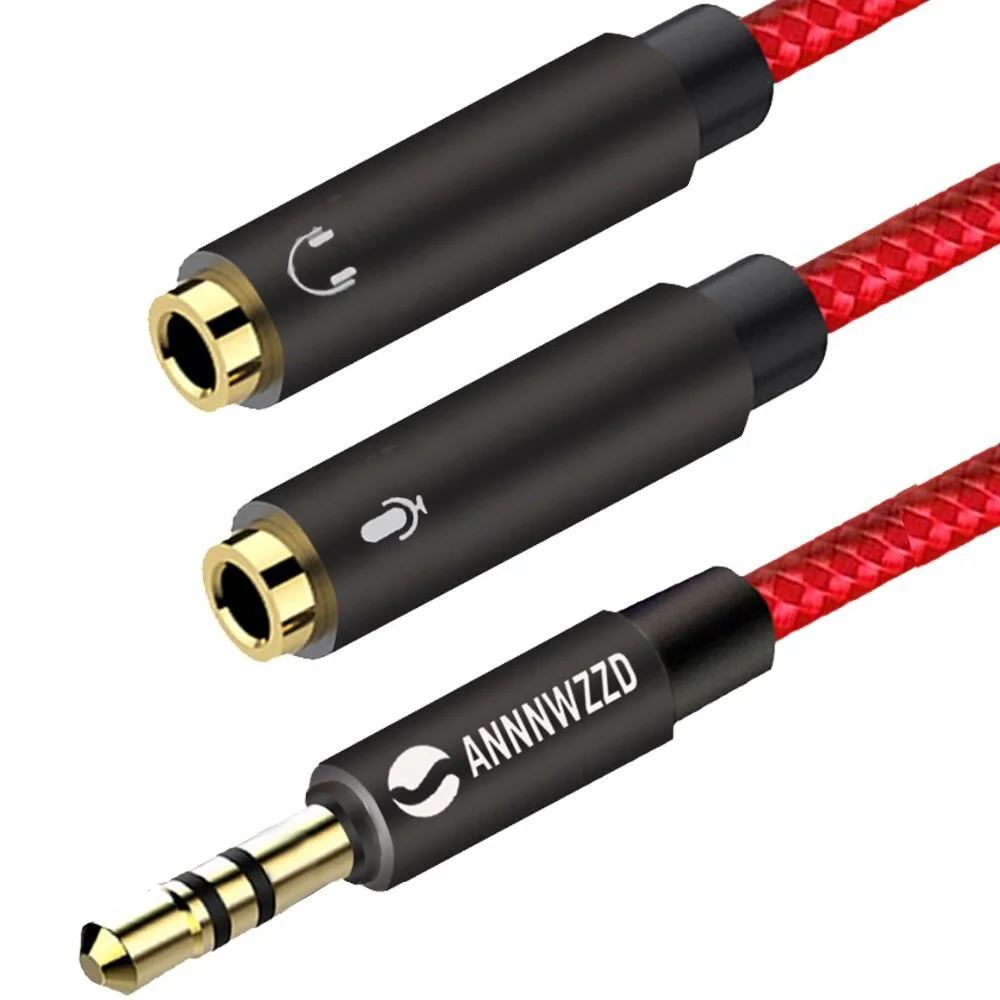 

3.5mm Audio Splitter Cable for Computer Jack 3.5mm 1 Male to 2 Female Mic Y Splitter AUX Cable Headset Splitter Adapter