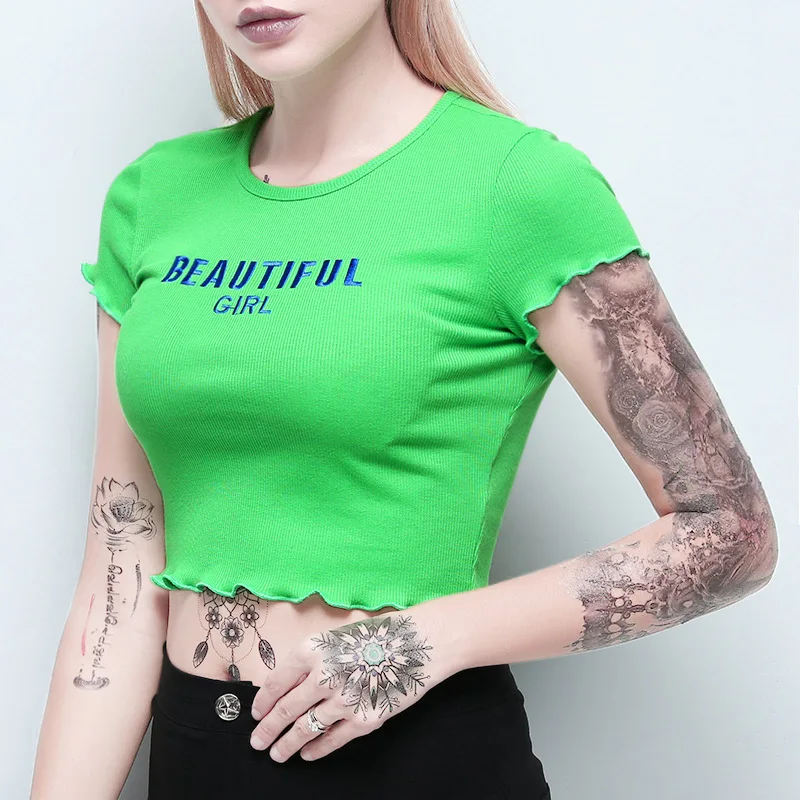 Женский укороченный топ в уличном стиле винтажный с вышивкой и рюшами фиолетовый