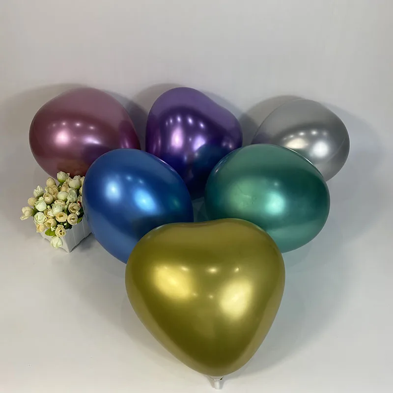 

12 Inch Heart Shaped Latex Metal Color Balloon Love Birthday Wedding Party Decoration Confession Proposal Scene Air Balloons