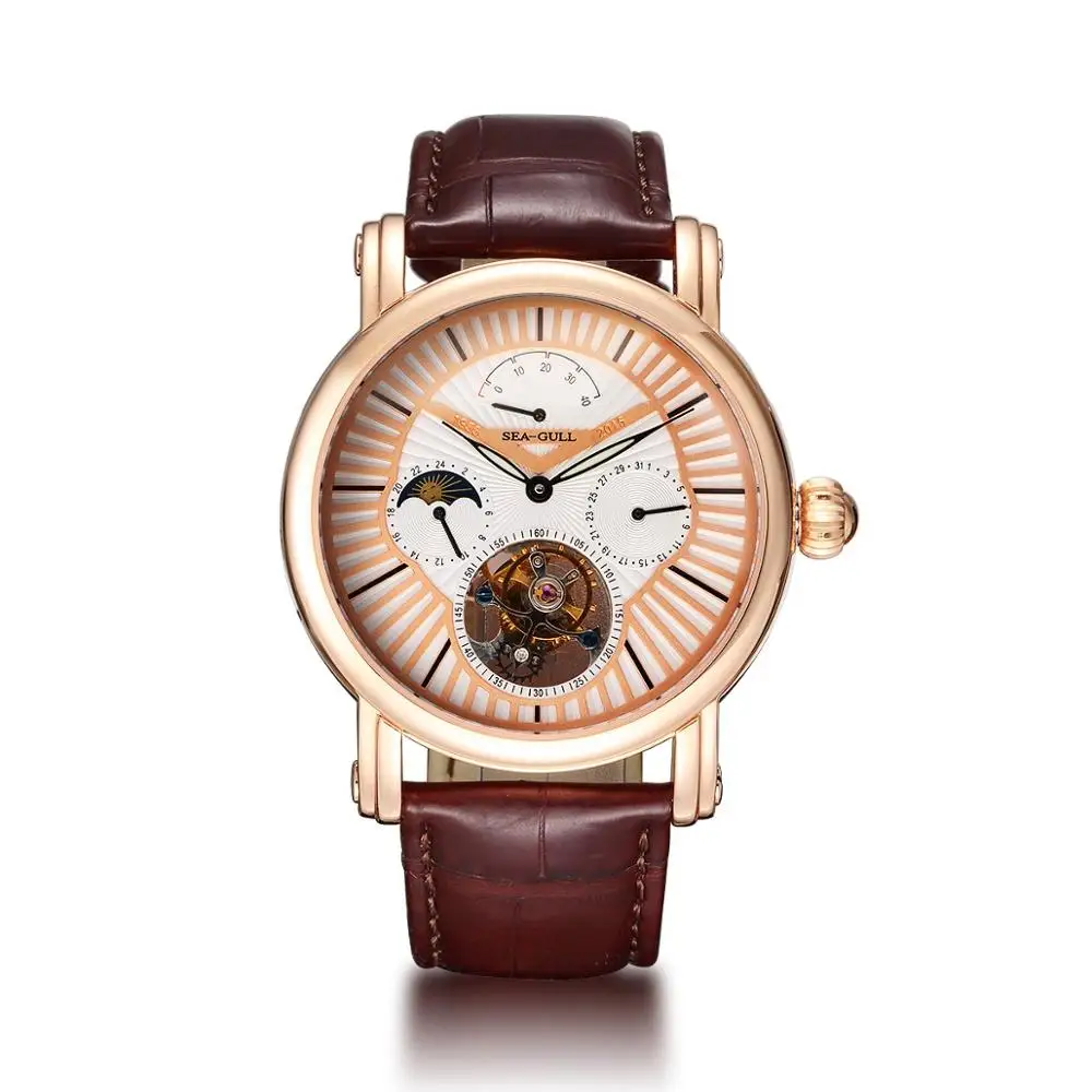 Механические часы Seagull Tourbillon, запас мощности, индикатор дня и ночи, ручные мужские часы 518,6806 с сертификационной бумагой