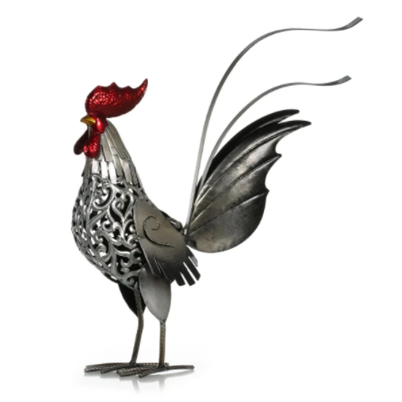 Rooster Statue Garden Decor, Metal Chicken For Kitchen Outdoor, Yard Art Metal Rooster Sculpture For Backyard Farm