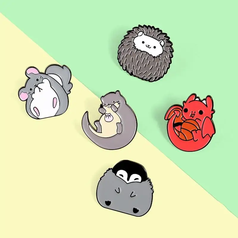 Мультфильм Emaille Egel Otter pinguirin Дракон значок брошь на заказ Reversspeldjes Gekleurde Decoratieve Overhemd