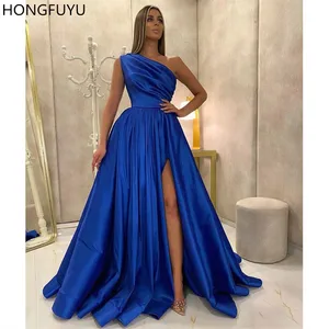 HONGFUYU Vestidos de Graduacin вечерние платья атласное длинное платье на одно плечо для выпускного вечера vestido de fiesta A Line официальное вечернее платье