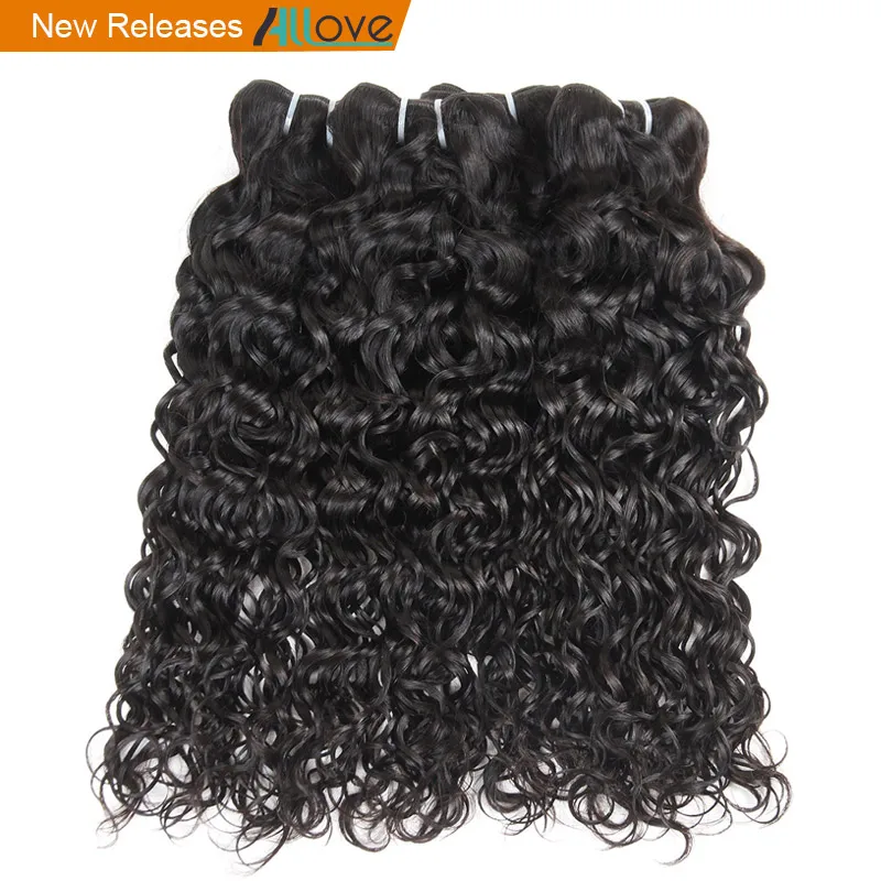 Onda de Água Pacotes de Cabelo Feixes de Cabelo Allove Feixes Tecer Cabelo Brasileiro Máquina Dupla Trama Não Remy Humano Transporte Rápido 8 -28