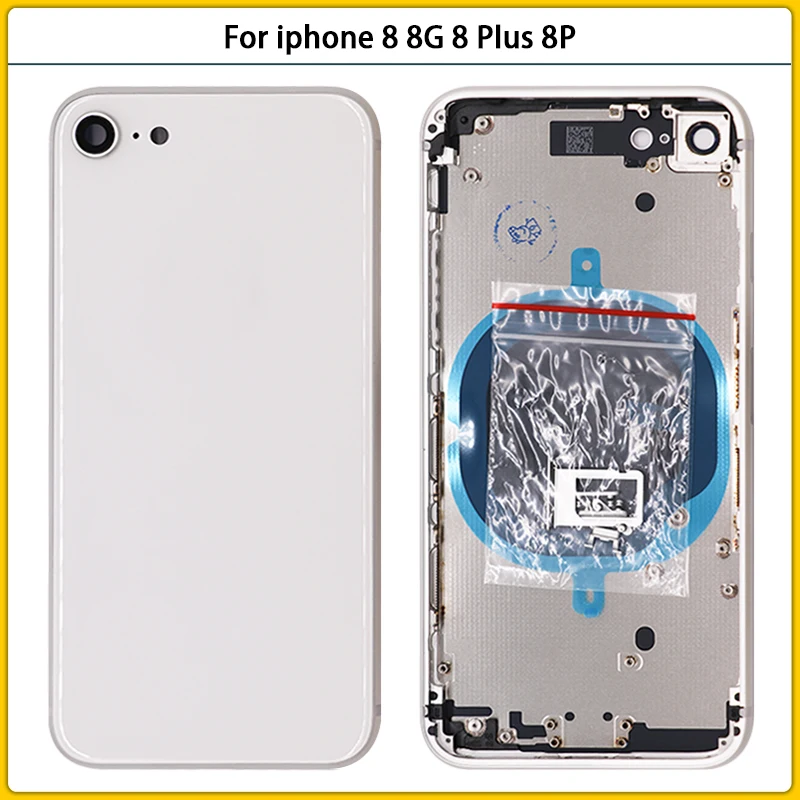 

10PCS New For iphone 8 8G 8 Plus 8P Glass Battery Back Cover Door Metal Middle Frame Chassis Rear Housing Case+Sim Tray Side Key