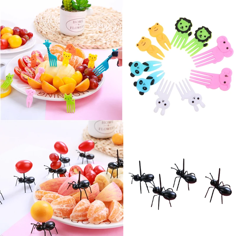 12 шт. вилка для фруктов в виде животных мини-мультяшная детская закуска торт